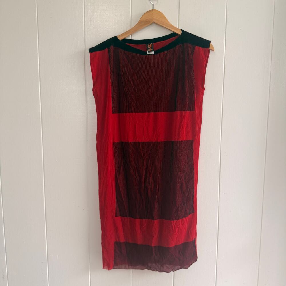 Jean Paul Gaultier Red Black Color Blocked Abstract Motif 90s Vtg Designer Dress